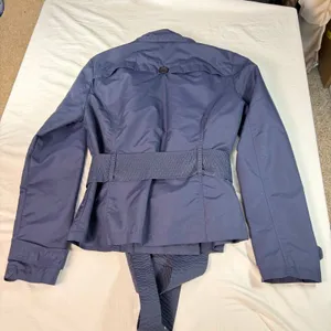 Buttons VTG Womens navy short double breasted trench coat. water resistant. Size M. thumbnail 5