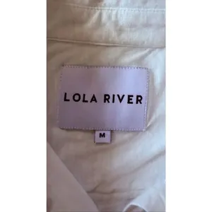 Lola River Women Shirt M White Button Down Long Sleeve Cotton Casual thumbnail 2