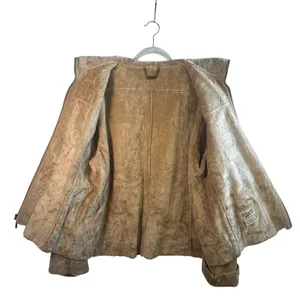 VTG Winlit Leather Suede Shearling‎ Jacket Tan Faux Fur Lined XL Coat Western thumbnail 8