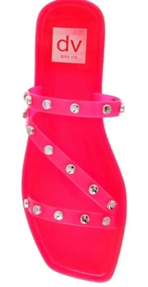 Dolce Vita Jelly Sandals Womens Size 6 Neon Pink‎ Slip On Shoes NEW thumbnail 1