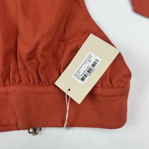 Meshki Women’s Linen Halter Top Crop Rust Orange Small Tie Back Adjustable New thumbnail 6