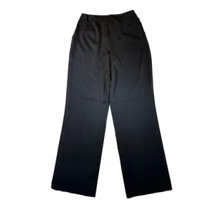 Versona Modern Wide Leg Trousers Black High Rise Pleated Dress Pants Womens 6 thumbnail 2