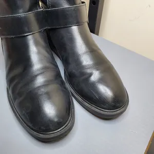 6/$36 Zara Woman Leather Biker Boots with Stretch Leg Black Size 38 5156/101 thumbnail 2
