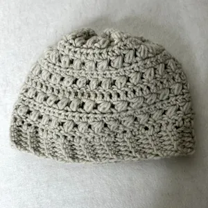 Handmade Gray Knit Beanie Hat thumbnail 3