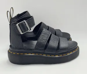 Dr. Martens Clarissa II Quad Milled Nappa Leather Platform Sandals Black Size 5L thumbnail 1