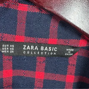 Zara Plaid Beaded Collar Oversized Pullover‎ Tunic Shirt Dress Red Blue XS thumbnail 12