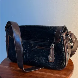 MCM Black and Brown Embossed shoulder Bag thumbnail 2