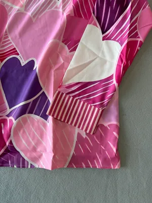 Women's Long Sleeve Pink Heart Theme High Ruffle Neck Blouse Size L #260864 thumbnail 5