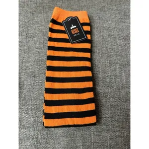 Pack of 2 Womens Halloween Socks Striped and Jack O Lantern Orange Black thumbnail 3