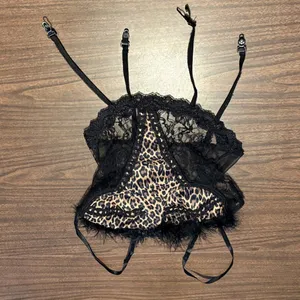 Juliara Before Anything Else Small Leopard Print Lingerie Feathers Black thumbnail 2