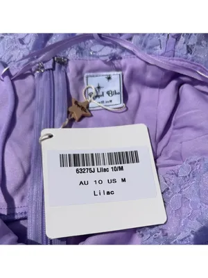 Angel Biba Sleeveless Tiered Shimmer Lace Floral Mini Dress Lavender Purple Size thumbnail 9