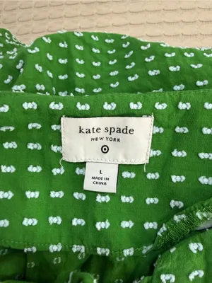 Kate Spade Bright Green Puff-Sleeve Bow-Tie Blouse thumbnail 4