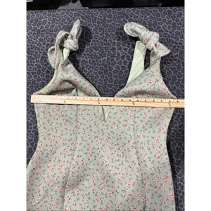 ASOS Mint Green Floral Midi Dress US 12 Tie Strap Scuba Cottagecore NWT thumbnail 7