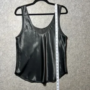 Vintage Lucie Ann II Black Satin Camisole Lingerie Tank Top Size 38 USA thumbnail 2