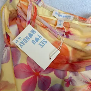 NWT See You Monday Yellow Floral Mesh Cami Top thumbnail 2
