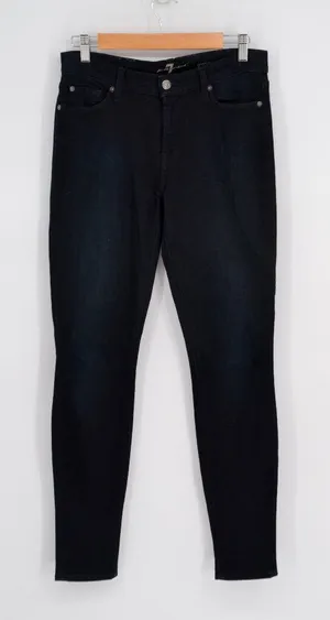 7 For All Mankind Gwenevere Skinny Jeans Black Lake Mid Rise Stretch Womens 28 thumbnail 1