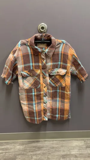 We The Free Vintage Crush Plaid Shirt Brown Combo thumbnail 2