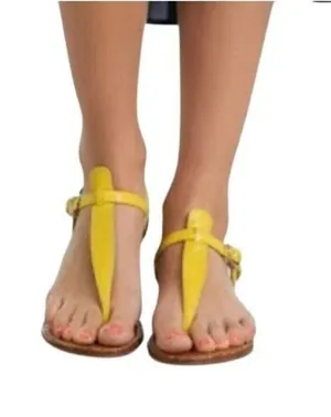 SAM EDELMAN Yellow Thong Sandals Womens 8.5 Flat Summer Trendy thumbnail 1