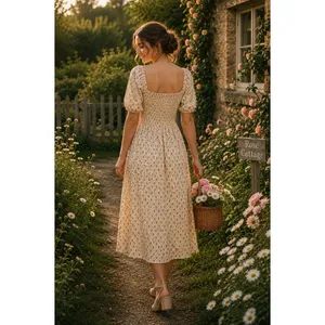 O.P.T.‎ One Pretty Time River Smocked Floral Midi Dress Puff Sleeves X-Small thumbnail 6