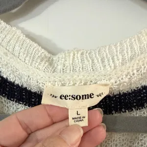 eesome Cream, Pink & Black Striped Scoopneck Sweater thumbnail 2