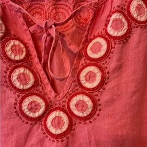 J. Crew Vintage closet Coral Embroidered boho Blouse top 4‎ thumbnail 2