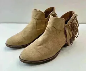 American‎ Eagle Boots Brown Tan Suede Fringed Side Zip Womens Size 9.5 thumbnail 1