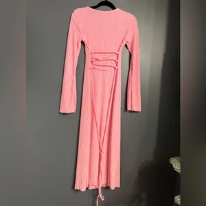 Renaissance Pink Textured Long Sleeve Fairycore Maxi Dress Sz S EUC thumbnail 3