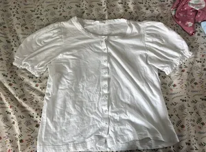 Jane and Delancey White button ruffle sleeve top thumbnail 1
