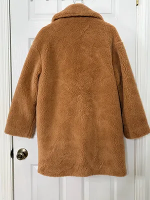 Abercrombie & Fitch The A&F Teddy Coat Size S Camel Brown Faux Fur Sherpa Cozy thumbnail 3