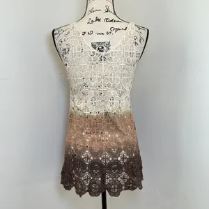 Coco‎ + Carmen Crochet Lace Tank Top Womens S/M Brown Ombre Boho Excellent thumbnail 3