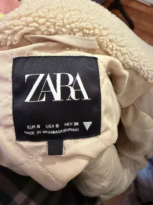 Zara Cream Faux Shearling Sherpa High Neck Zip Up Jacket Size S thumbnail 3