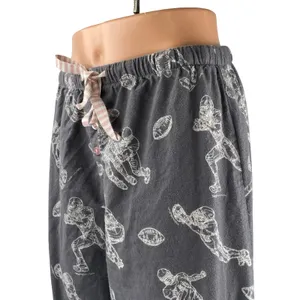 P.J. Salvage Game Day Gray Football Graphic Flannel Sleepwear Pajama Pants Sz S thumbnail 3