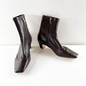 Steve Madden Jeter Sock Ankle Booties Kitten Heel Boots Brown 8 thumbnail 10