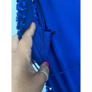 B. Darlin Sequin Feather Trim Open Back Mini Dress Women 15/16 Royal Blue Glam thumbnail 10