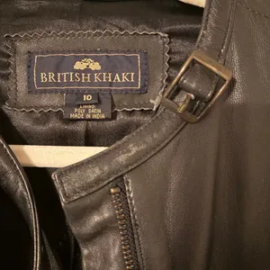 Vintage British Khaki Genuine Leather Y2K‎ Zip Up Black Jacket Size 10 thumbnail 16