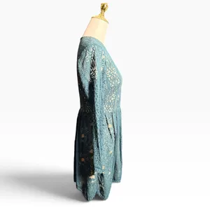 Xhilaration Green Lace Fit & Flare Cocktail Dress Long Sleeve Med coquettecore thumbnail 3