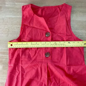 NWOT Coral Red Linen & Cotton Sleeveless Button Up Tank Top Blouse S thumbnail 6