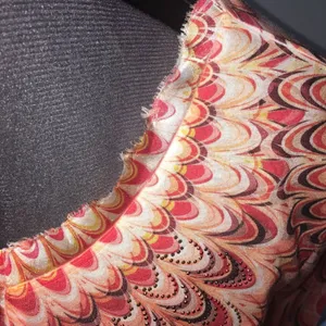 Chico’s 2 tangerine peacock raw hem, ruched blouse thumbnail 4