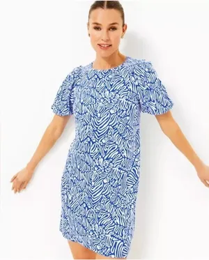 Lilly Pulitzer Rosen Dress‎ Martinique Blue Zee Bebe Zebra Prep size large thumbnail 1