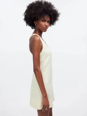 Madewell Cross-Back A-Line Mini Linen Dress in Pale Pineapple Yellow Size 00 thumbnail 4