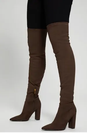 NEW GUESS Abetter Faux-Suede Over-the-Knee Boots Chlorate Brown 9.5 thumbnail 1