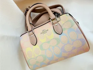 NWT Coach Mini Rowan Crossbody Bag Rainbow Signature Canvas CDC39 Sand Multi thumbnail 5