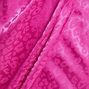 NWT Saylor Leopard Jacquard Satin Midi Dress Size Medium Magenta Pink Faux Wrap thumbnail 10