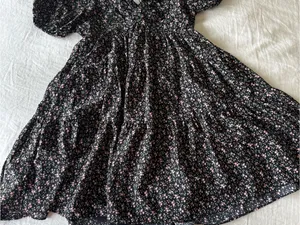 English Factory NWT Black Floral Puff-Sleeve Dress with Pink Flowers thumbnail 3