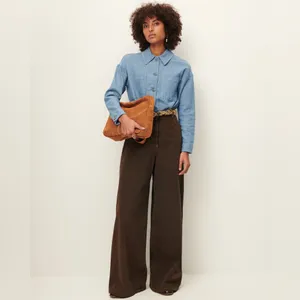 $275 New Sessun Dalt Brown Wide leg High Rise Jean - US 24 (34) thumbnail 3