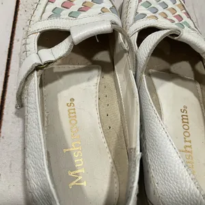 Mushroom White Pastel Weave Toe Leather T Strap‎ Mary Jane Shoes thumbnail 3