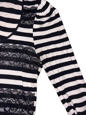 White House Black Market Striped Lace-Trim 3/4 Sleeve Top thumbnail 8