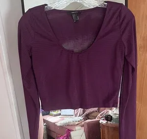 Forever 21 Purple long sleeve crop top thumbnail 1