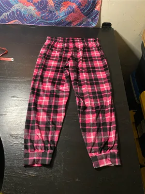 Women's Pink Plaid Fleece Pajama Pants - Cozy Lounge Bottoms thumbnail 5