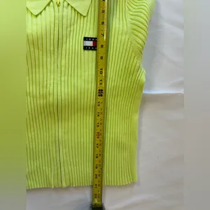 tommy hilfiger sweater XL Lime Green Zip Up Ribbed Top thumbnail 6